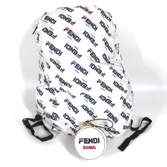FENDI backpack bag FILA collaboration With porch Nylon White/Navy x Red